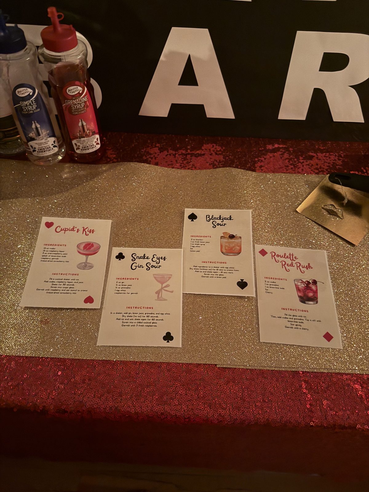 Casino Themed Dinner Party Bar Drink Recipes