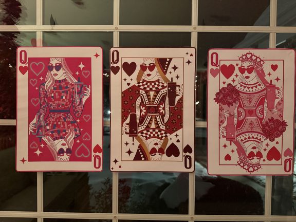 Queen Playing Card Big Prints 3 in a row