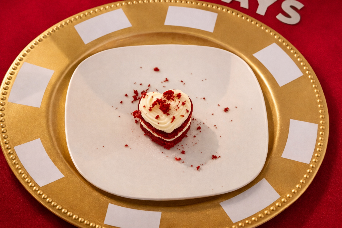 Red Velvet Cupcake on a gold plate